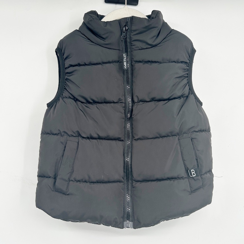Little Bipsy Kids Black Puffer Vest Size 3T-4T‎ Full Zip Quilted Outerwear